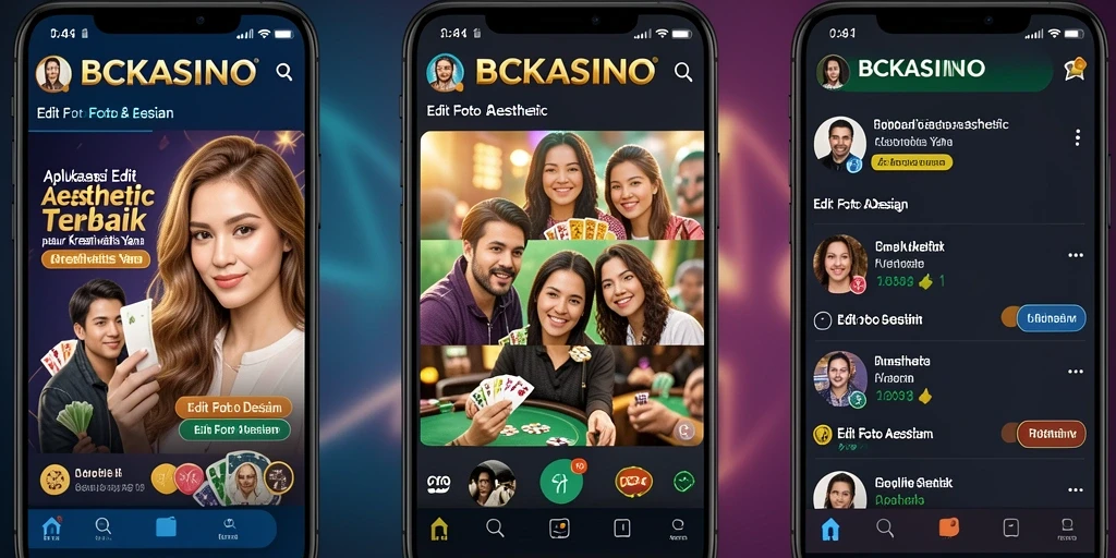 Tampilan antarmuka BCKASINO untuk edit foto aesthetic.