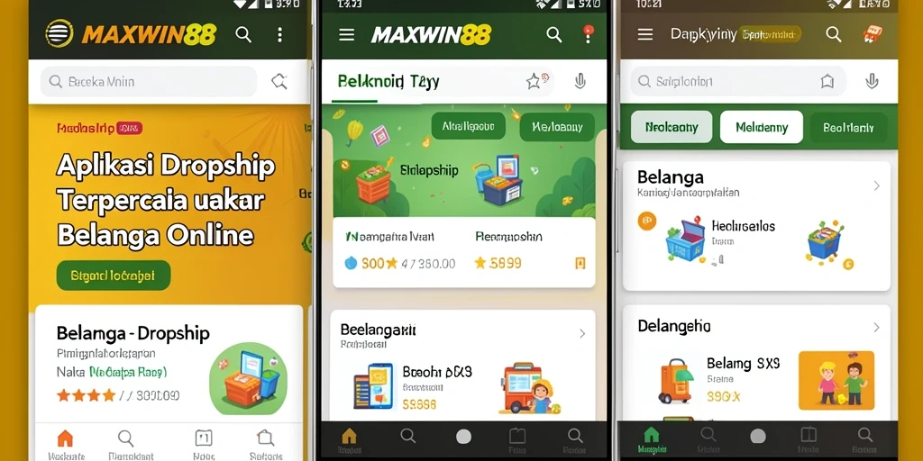 Antarmuka bersih dan sederhana dari aplikasi Dropship MAXWIN88.