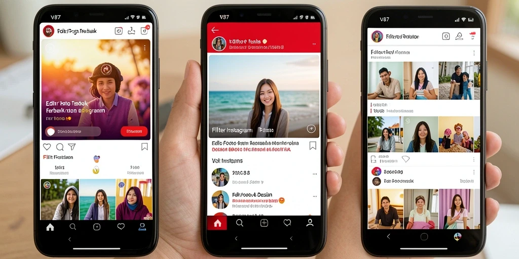 Tangkapan layar V87 menunjukkan antarmuka pengeditan yang intuitif dan filter menarik.