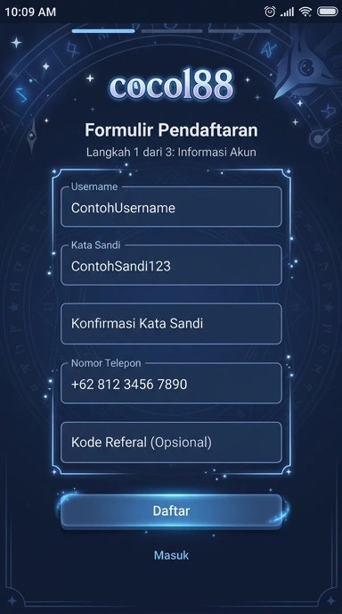 Tampilan halaman daftar cocol88