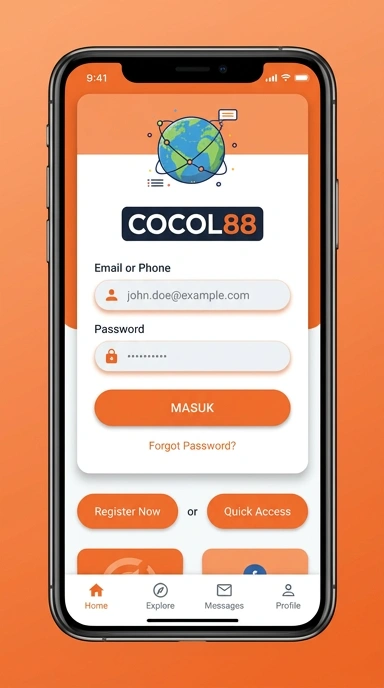 Tampilan halaman login cocol88