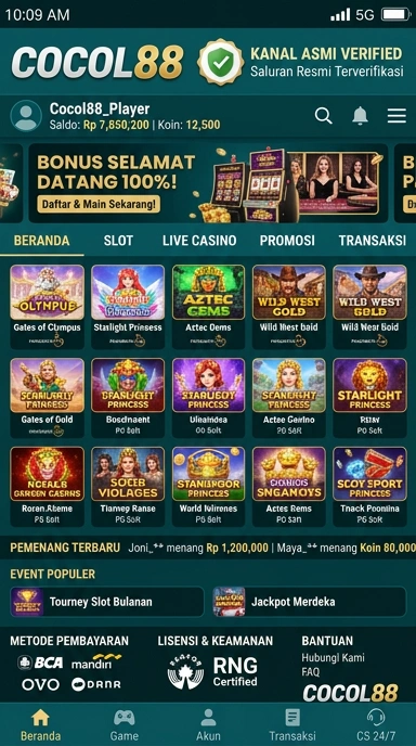 Tampilan kanal resmi cocol88